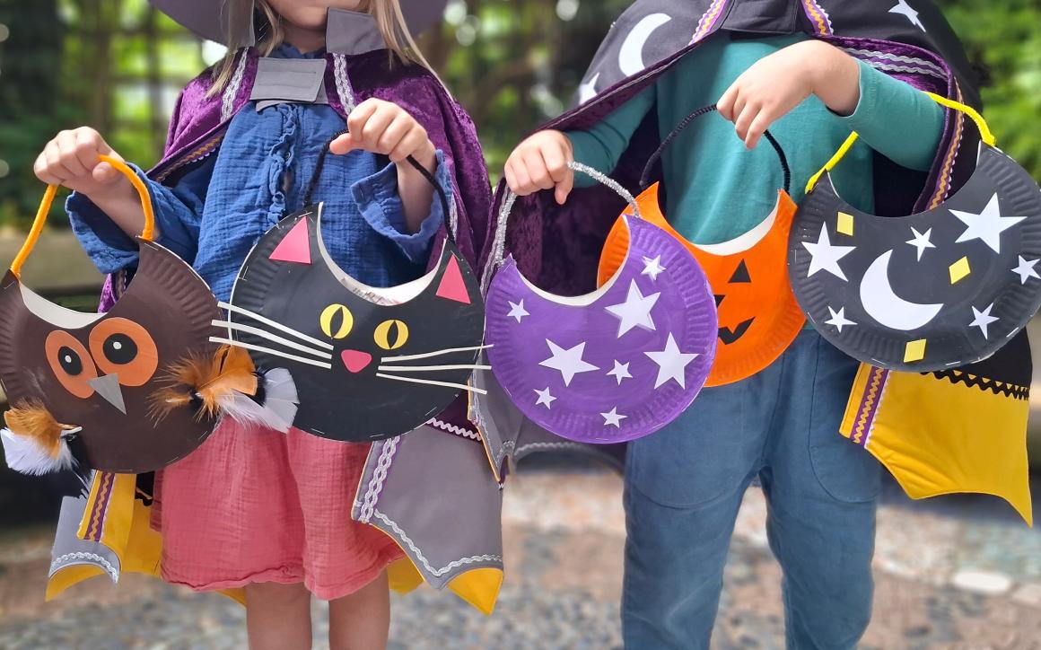 5 Halloween Paper Plate Trick or Treat Bags