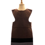 Front view of the brown horse tabard on a stand against a white background.