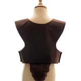 Back view of the brown bear tabard on a stand against a plain white background.
