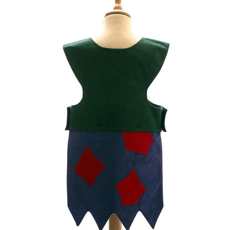 Back view of the fairytale troll tabard on a stand against a plain white background.