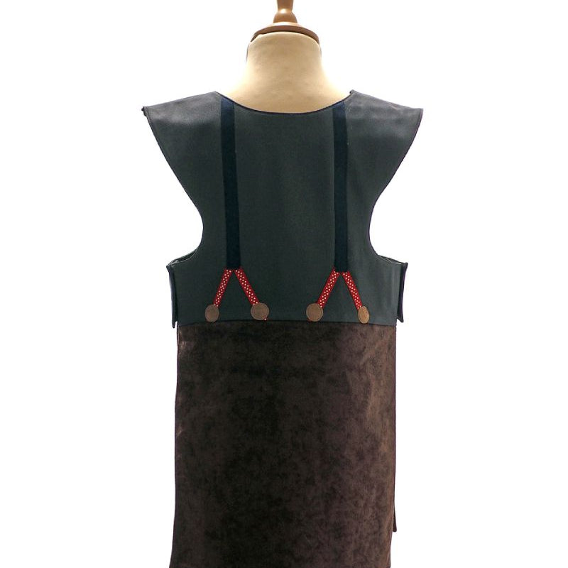 Back view of the fairytale woodcutter tabard on a stand against a plain white background.