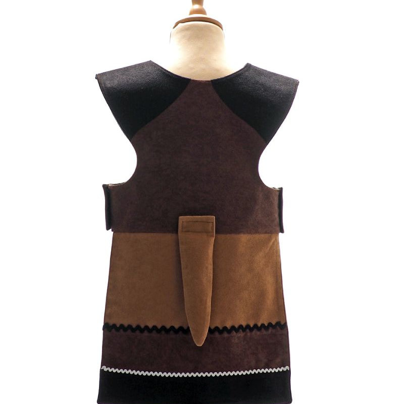 Back view of floppy eared dog tabard on a stand against a white background.