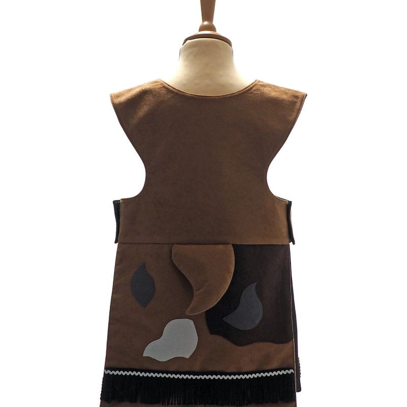 Back view of the honey billy goat tabard on a stand against a white background.