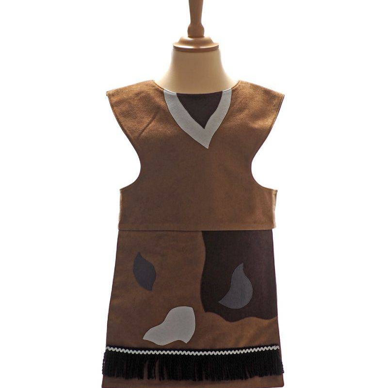 Front view of the honey billy goat tabard on a stand against a white background.