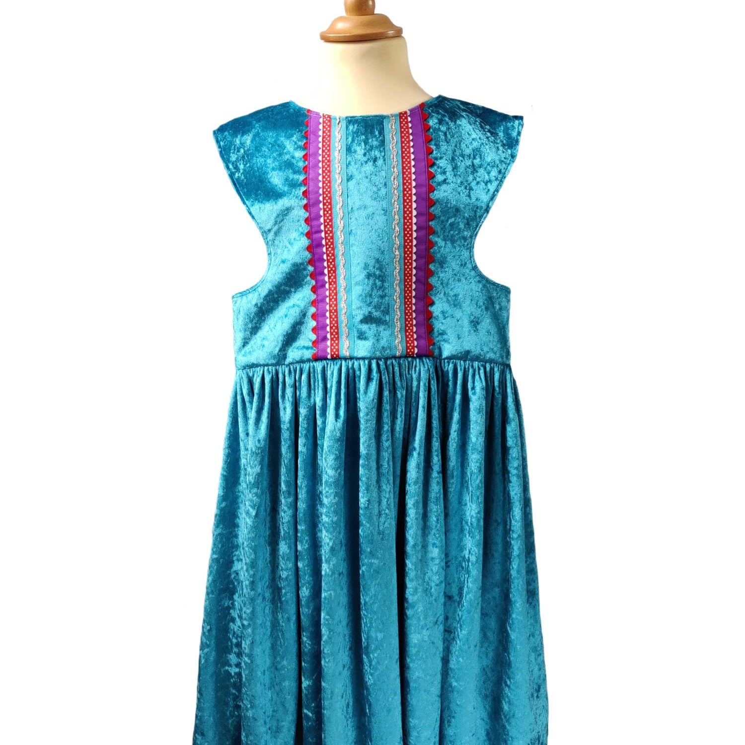 Front view of the turquoise royal fairytale dress