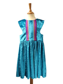 Front view of the turquoise royal fairytale dress