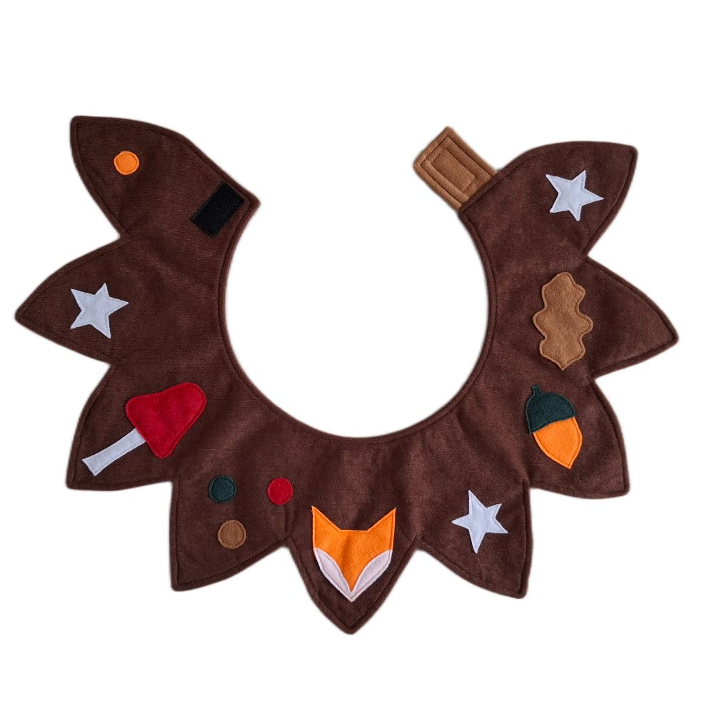 Brown-coloured woodland kids costume collar on a white background.