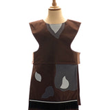 Front view of the brown billy goat tabard on a stand against a white background.