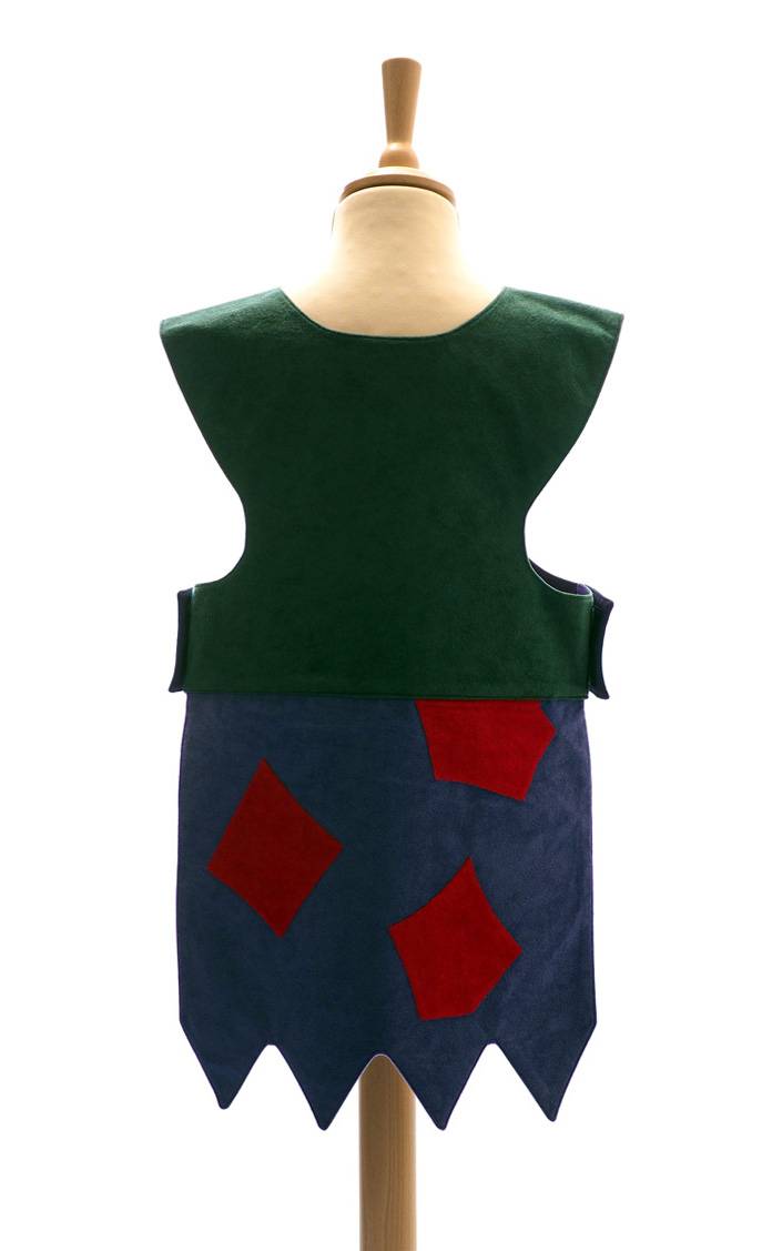 Back view of green and purple troll costume